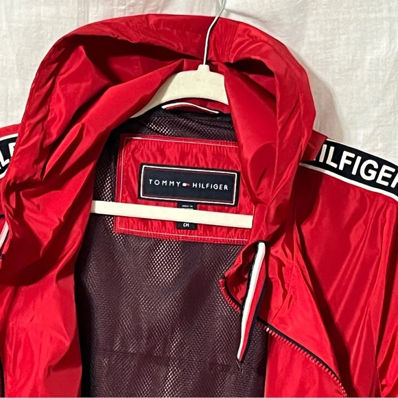 TOMMY HILFIGER Women Jacket Windbreaker Logo Sleeve Small - Picture 2 of 8